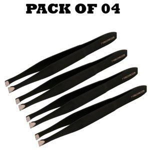 Forgica Professional Stainless Steel Paper Coated Black Tweezers Pack of 04